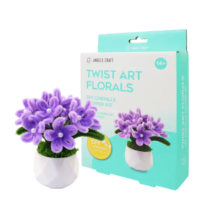 DIY Chenille Hydrangea Flower Kit – Purple Potted Floral Arrangement