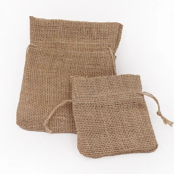 2-Piece Burlap Drawstring Bag Set