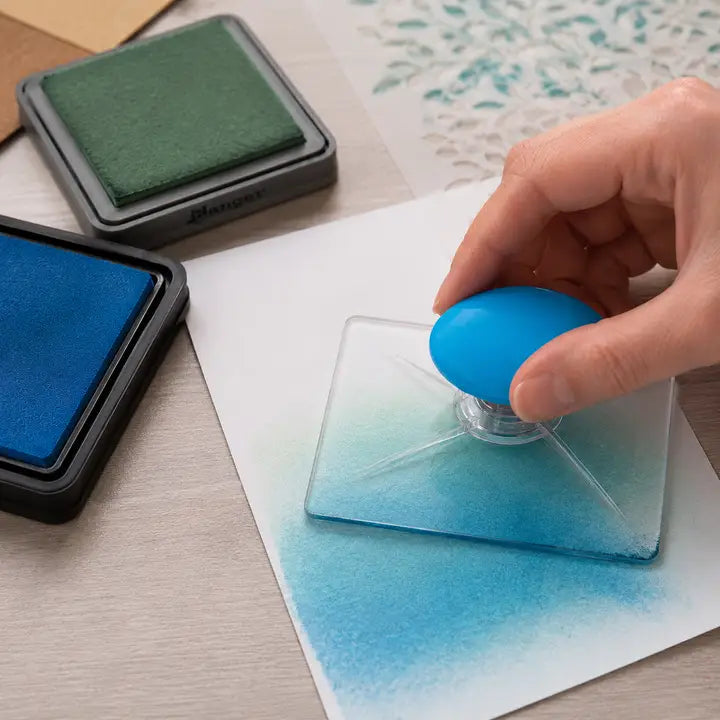 Blue Handle Stamp Applicator, 3.9" x 2.4"