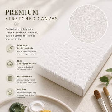 Ready-to-Paint Pre-Primed Stretched Canvases