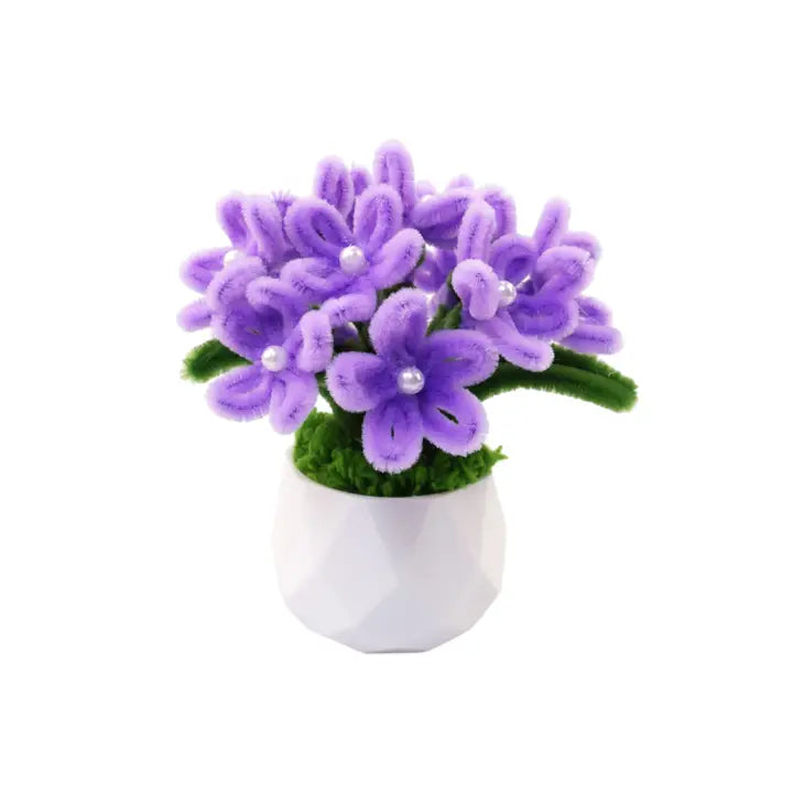 DIY Chenille Hydrangea Flower Kit – Purple Potted Floral Arrangement