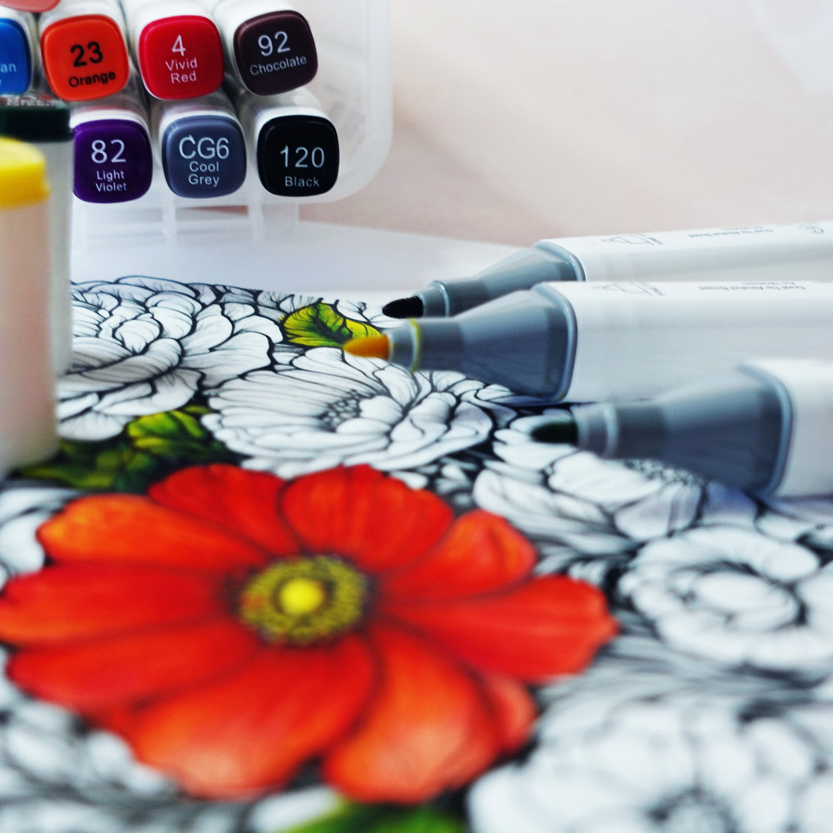 12-Piece Set of Alcohol Dual Tip Markers in Primary Colors