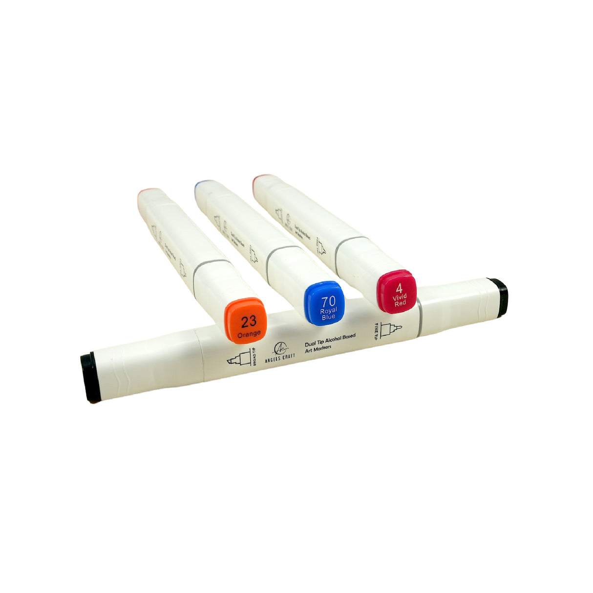 12-Piece Set of Alcohol Dual Tip Markers in Primary Colors