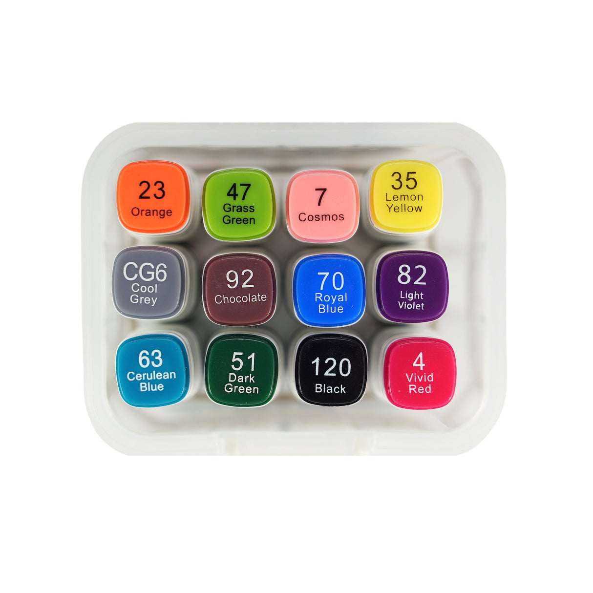 12-Piece Set of Alcohol Dual Tip Markers in Primary Colors