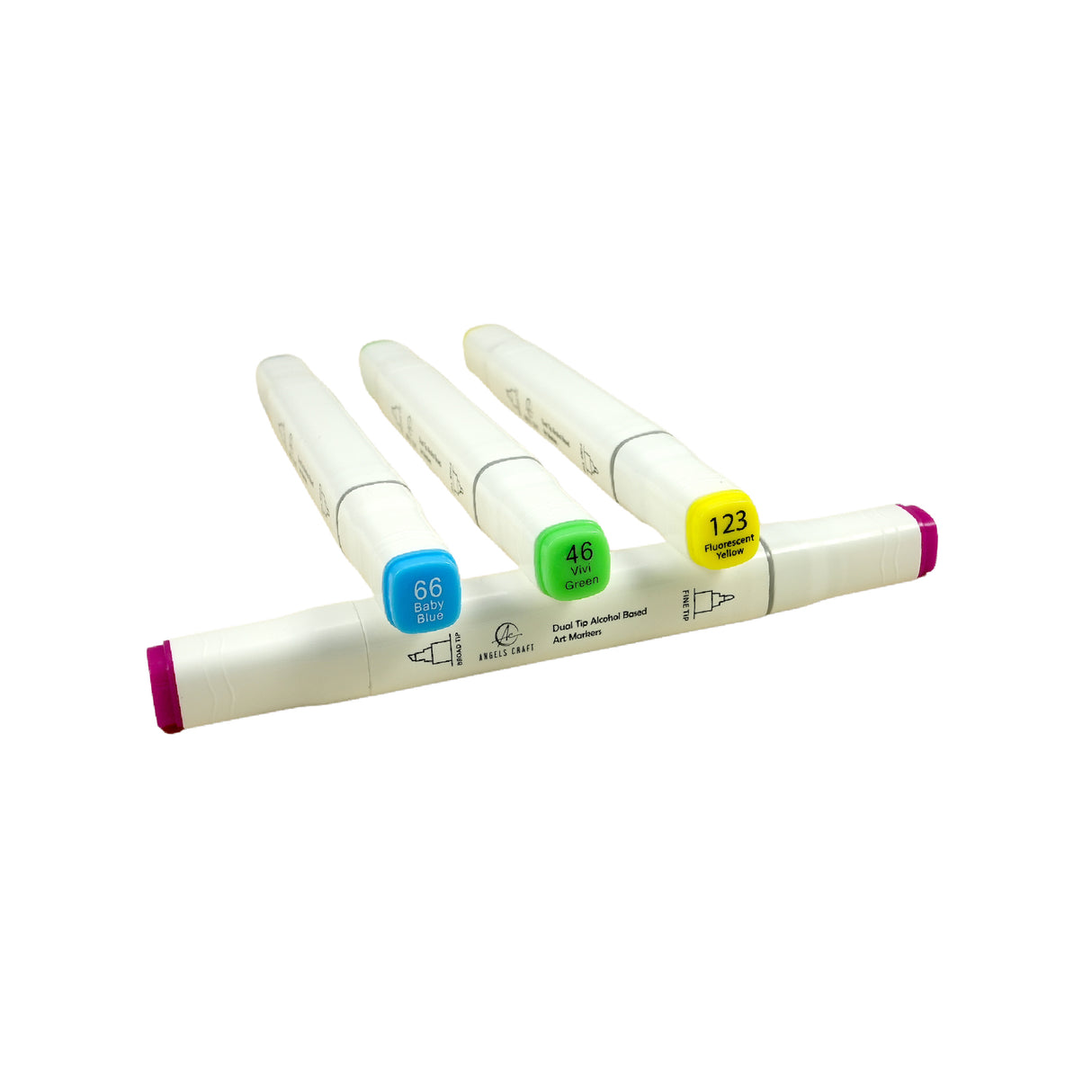 Angels Craft 12-Piece Set of Alcohol Dual Tip Markers in Neon Colors