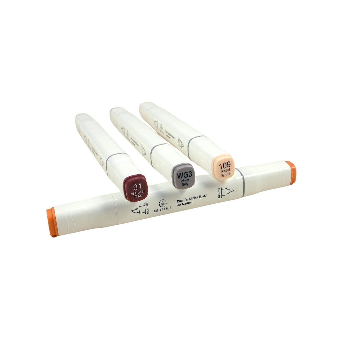 Angels Craft 12-Piece Set of Alcohol Dual Tip Markers in Neutral Colors