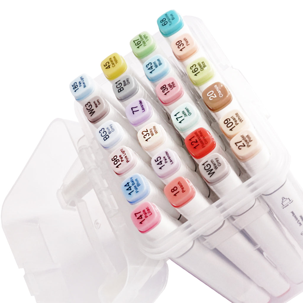 Angels Craft 24-Piece Set of Alcohol Dual Tip Markers in Pastel Colors