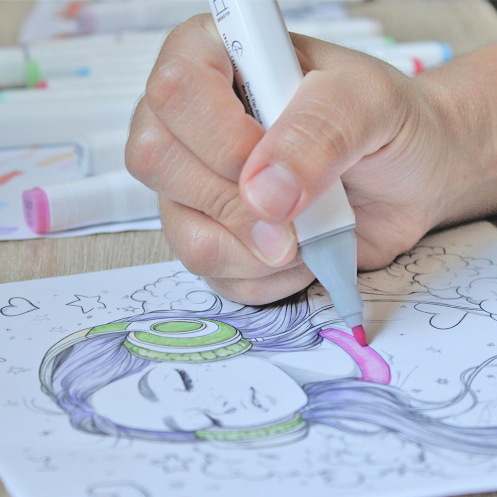 Angels Craft 24-Piece Set of Alcohol Dual Tip Markers in Pastel Colors