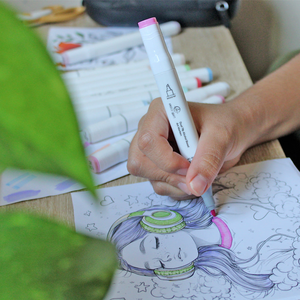 Angels Craft 24-Piece Set of Alcohol Dual Tip Markers in Pastel Colors