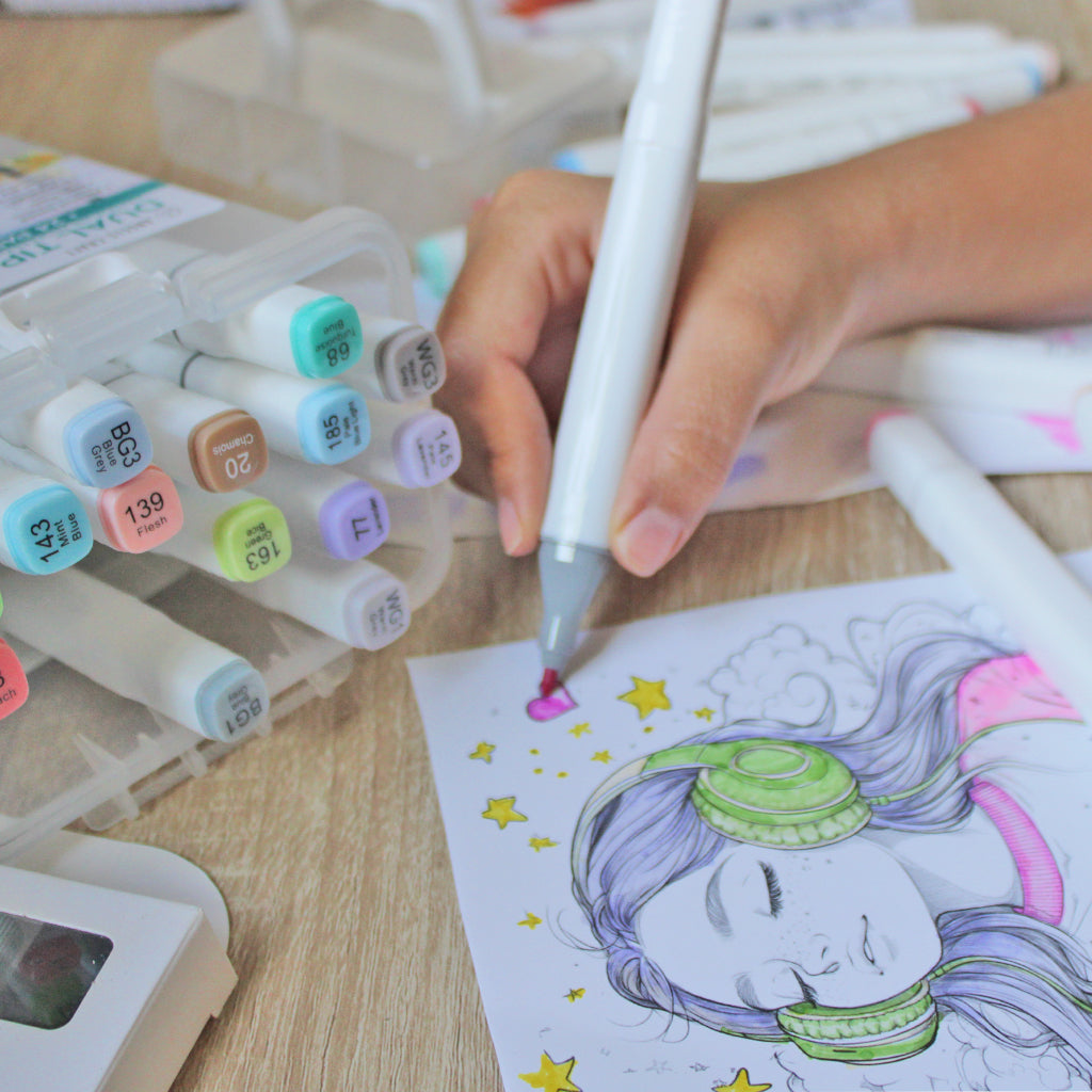 Angels Craft 24-Piece Set of Alcohol Dual Tip Markers in Pastel Colors