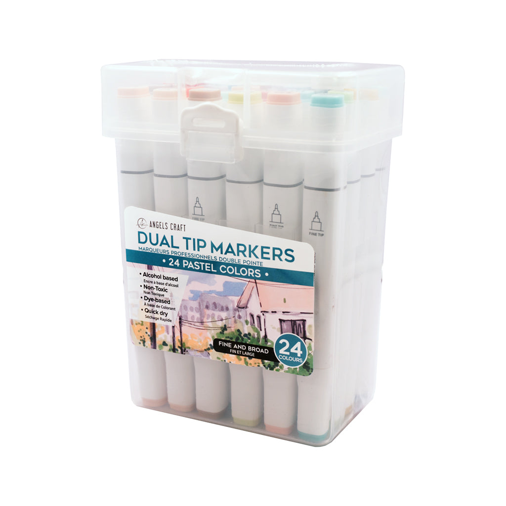 Bring Your Ideas to Life: 24-Piece Dual-Tip Alcohol Marker Set
