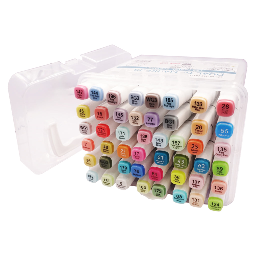 Angels Craft 48-Piece Set of Alcohol Dual Tip Markers in Pastel Colors