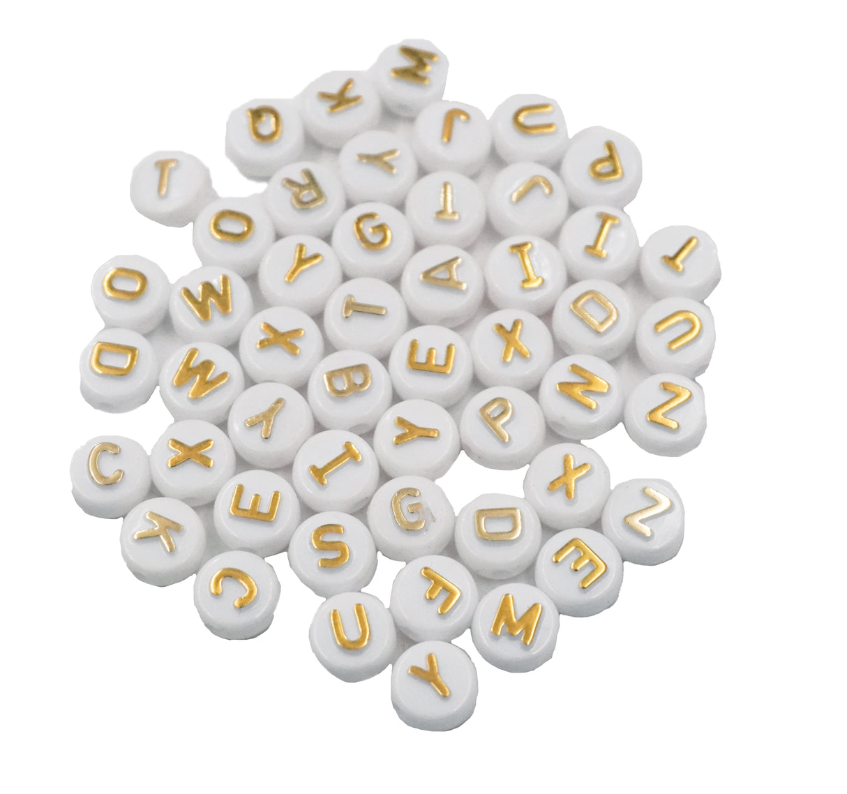 White & Gold Alphabet Beads