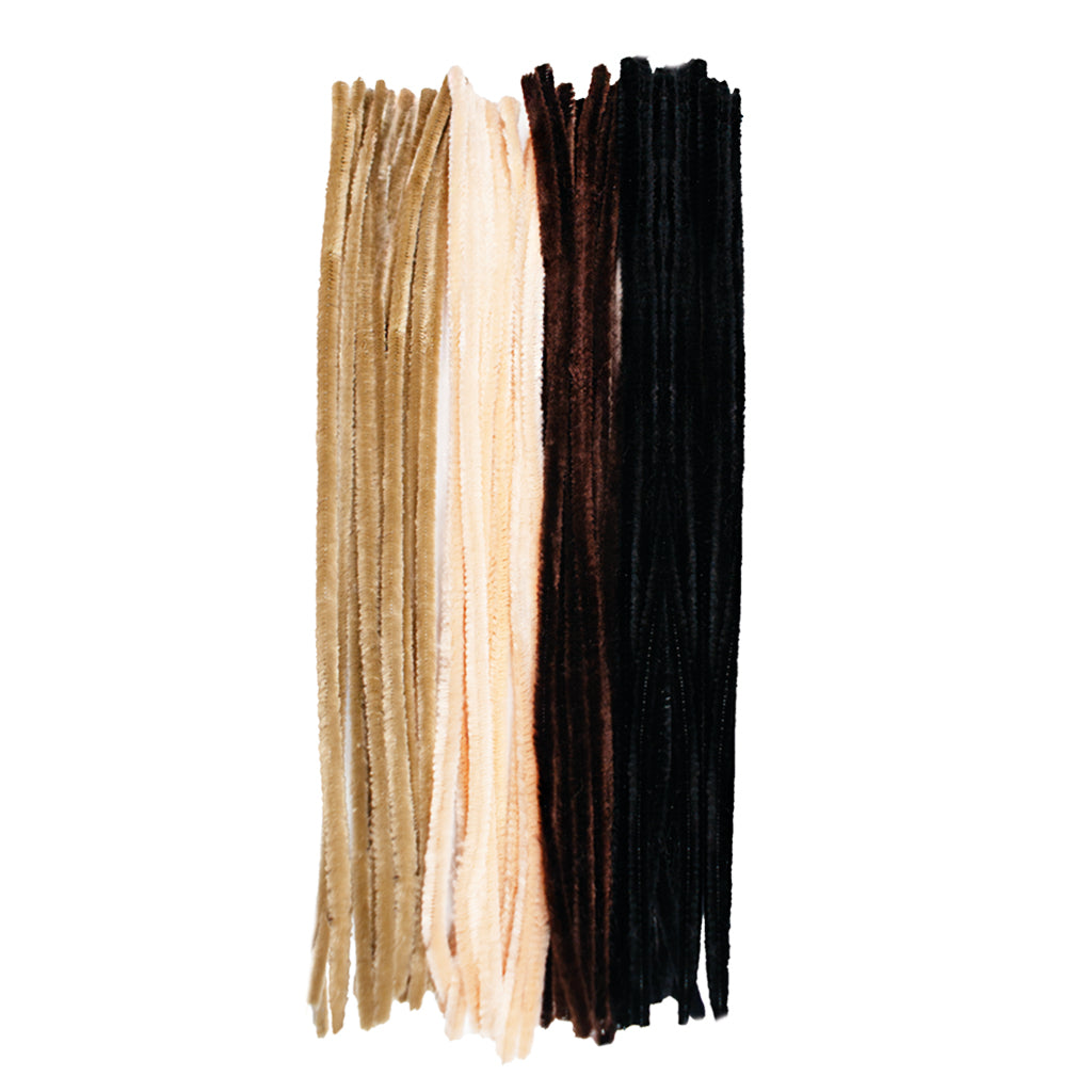 Premium Earth-Toned Chenille Stems (40-Count) – Black, Ivory & Brown