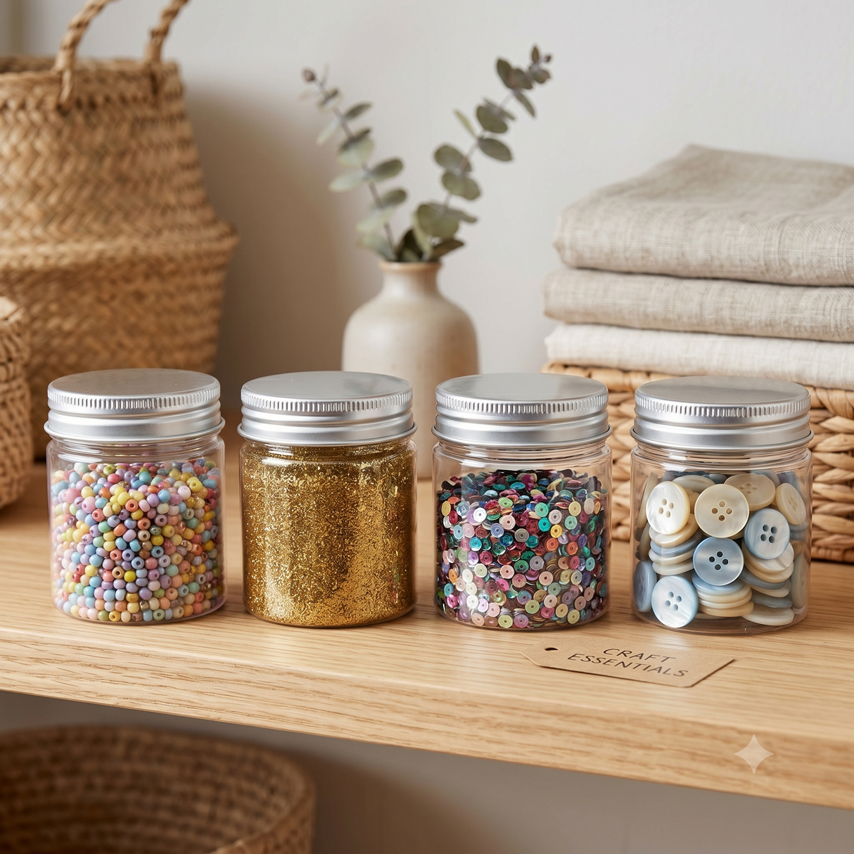 Master the Mess: Clear Plastic Craft Storage Jars (2-Pack)