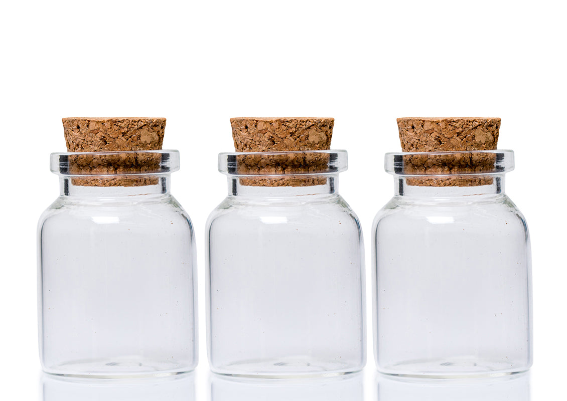 3-Piece Mini Glass Bottles with Cork Lids (20ml)