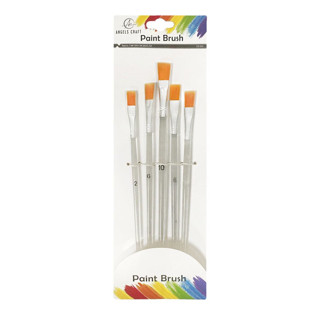 Angels Craft 5-Piece Paint Brush Set, Flat Tip