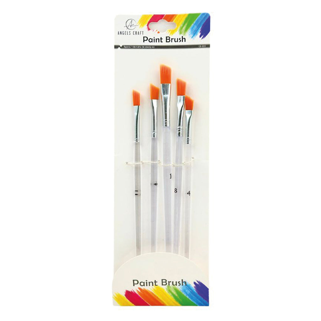 Angels Craft 5-Piece Paint Brush Set, Angle Tip