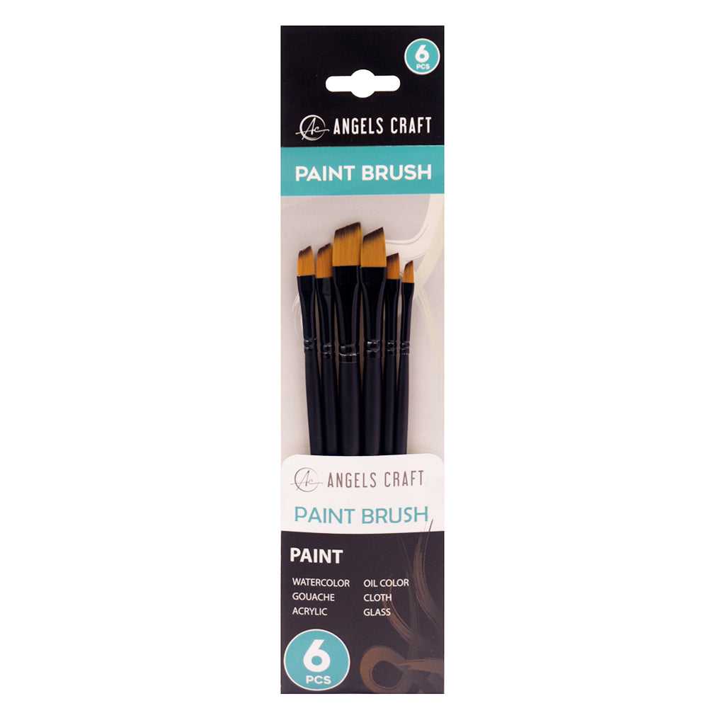 Angels Craft 6-Piece Paint Brush Set, Angled Tip
