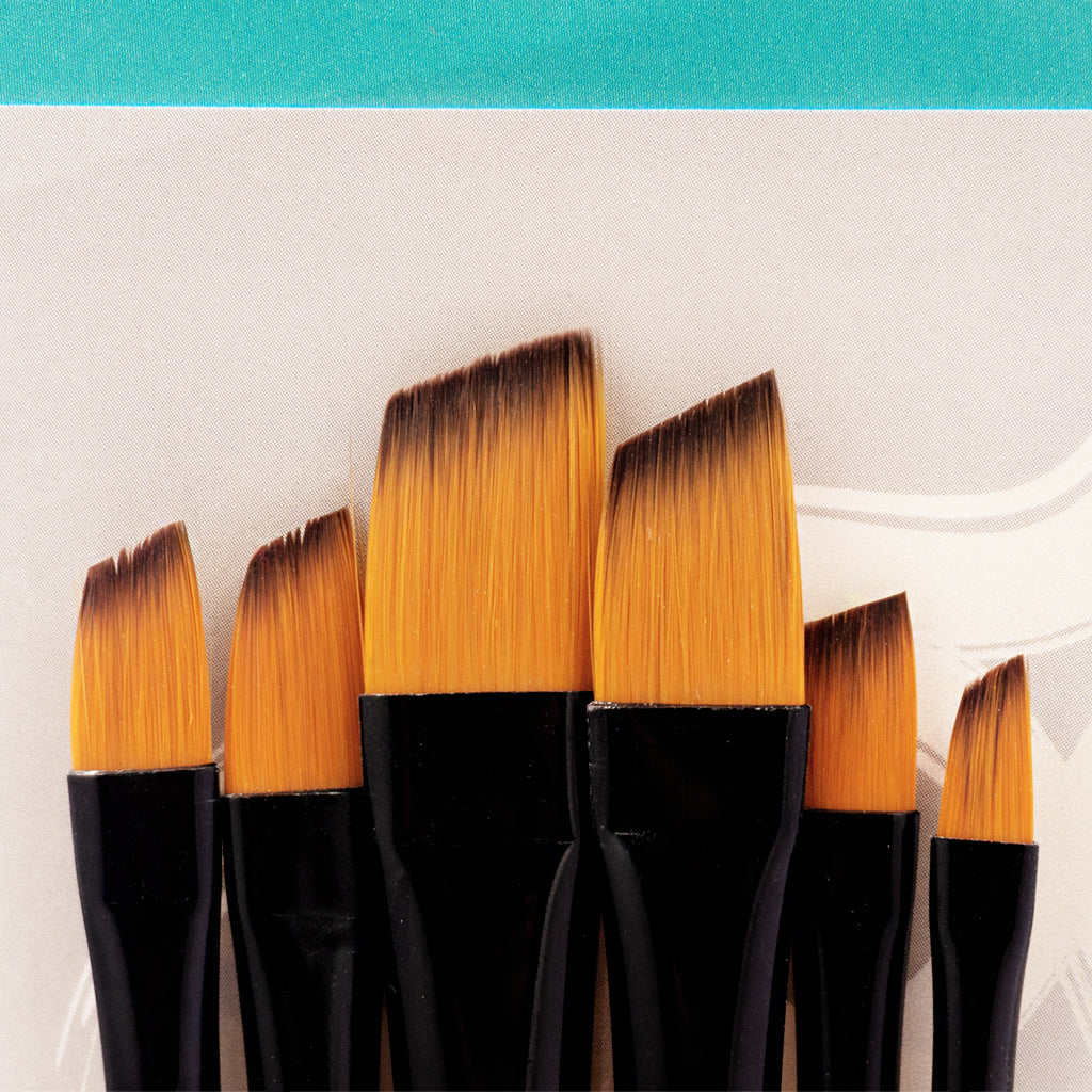 Angels Craft 6-Piece Paint Brush Set, Angled Tip