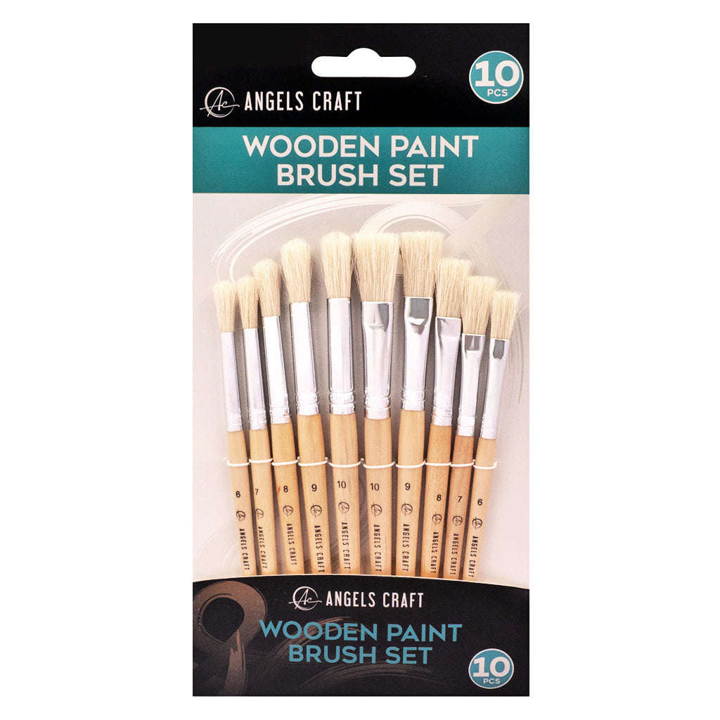 Angels Craft 6-Piece Paint Brush Set, Angled Tip