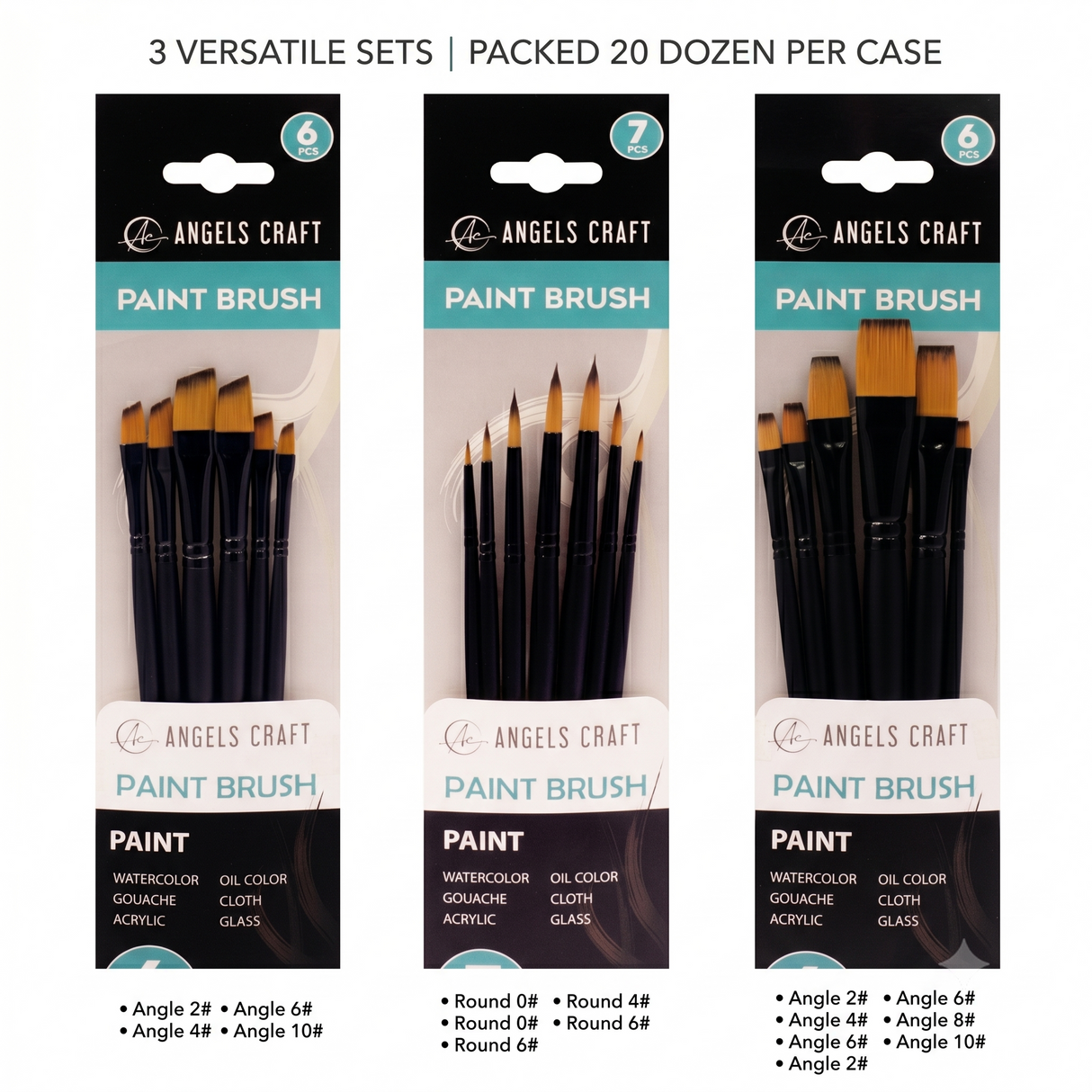 Premium Paint Brush Sets – Angle, Round & Flat Tip Options