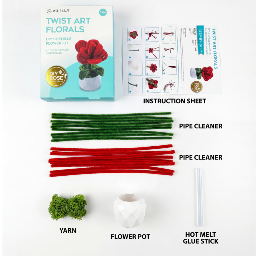 Angels Craft Twist Art Floral - DIY Chenille Rose Kit