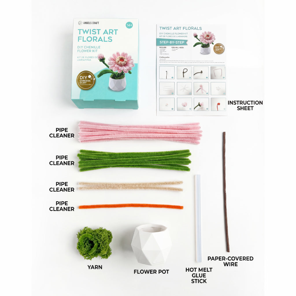 Angels Craft Twist Art Florals - DIY Chenille Gerbera Daisy Flower Kit
