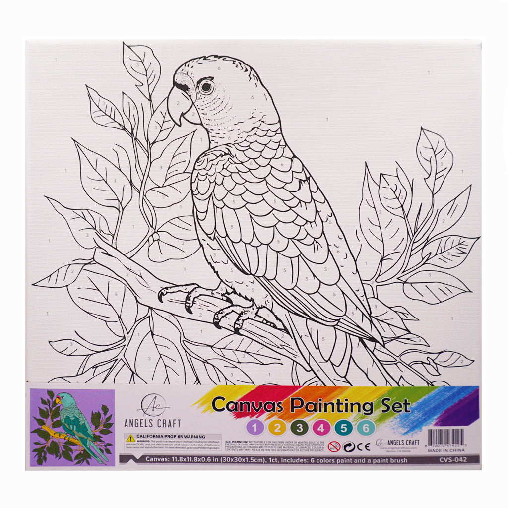 Angels Craft Paint by Number Canvas Set - Tropical Parrot