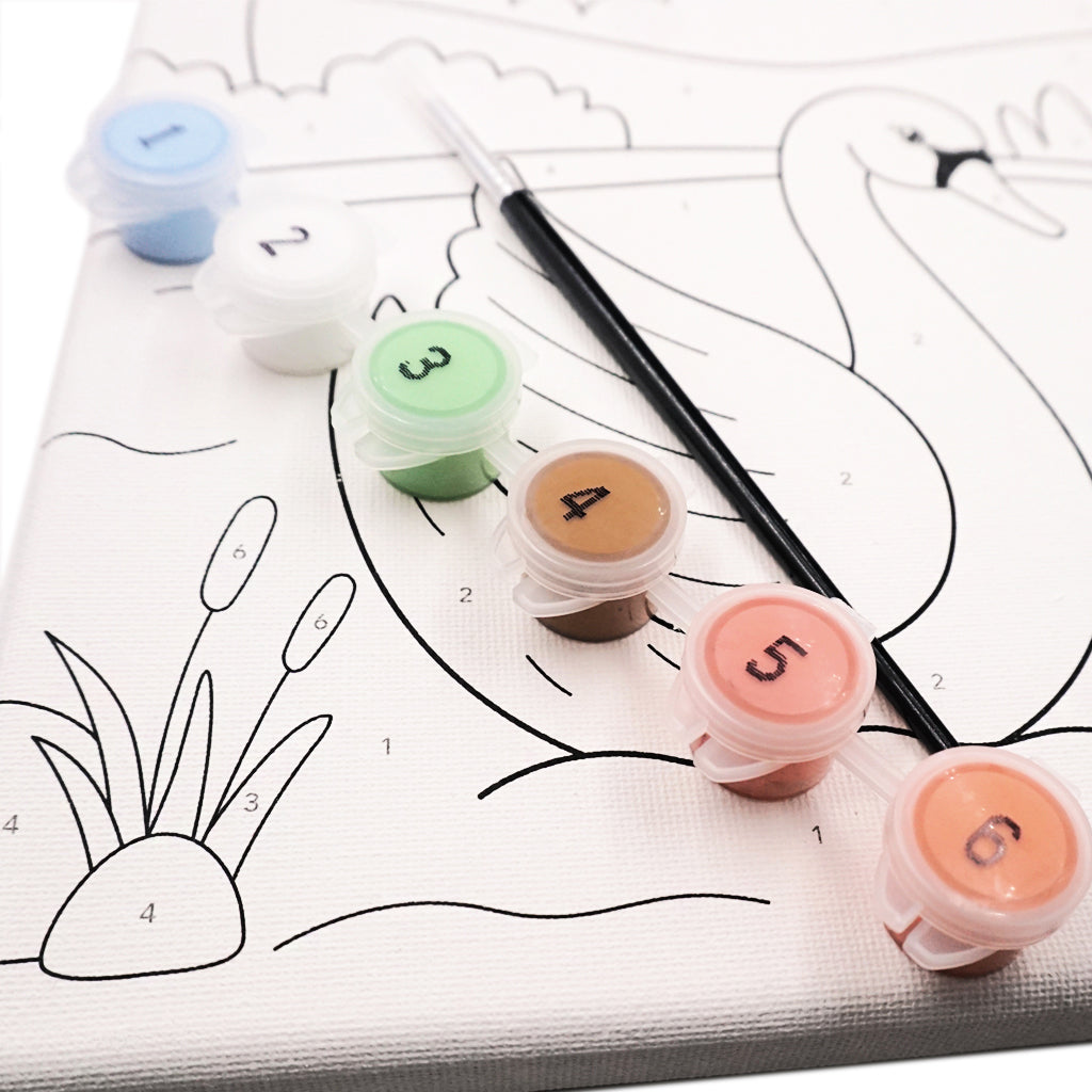 Angels Craft Paint by Number Canvas Set - Lily Pond Swan