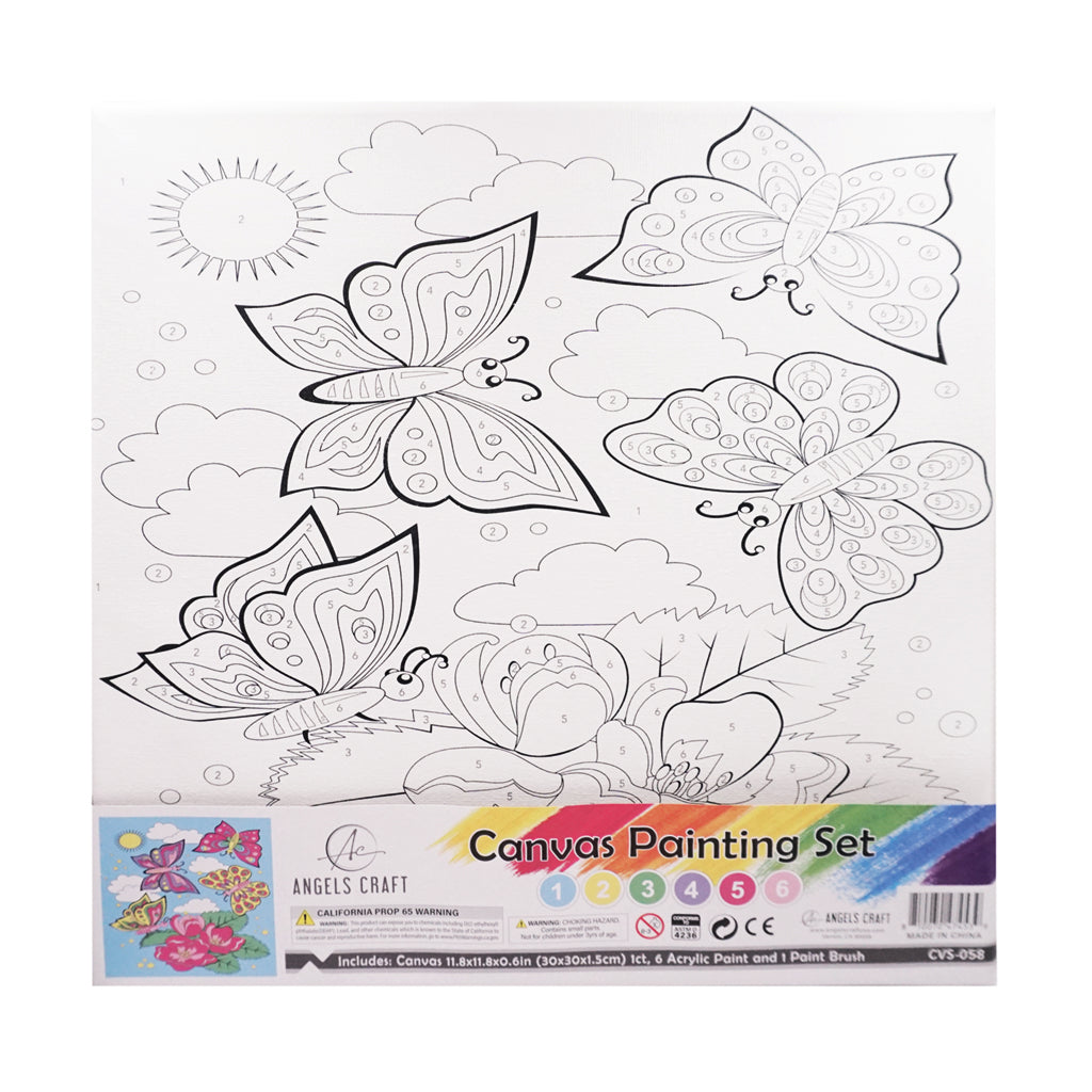 Angels Craft Paint by Number Canvas Set - Blooming Butterflies
