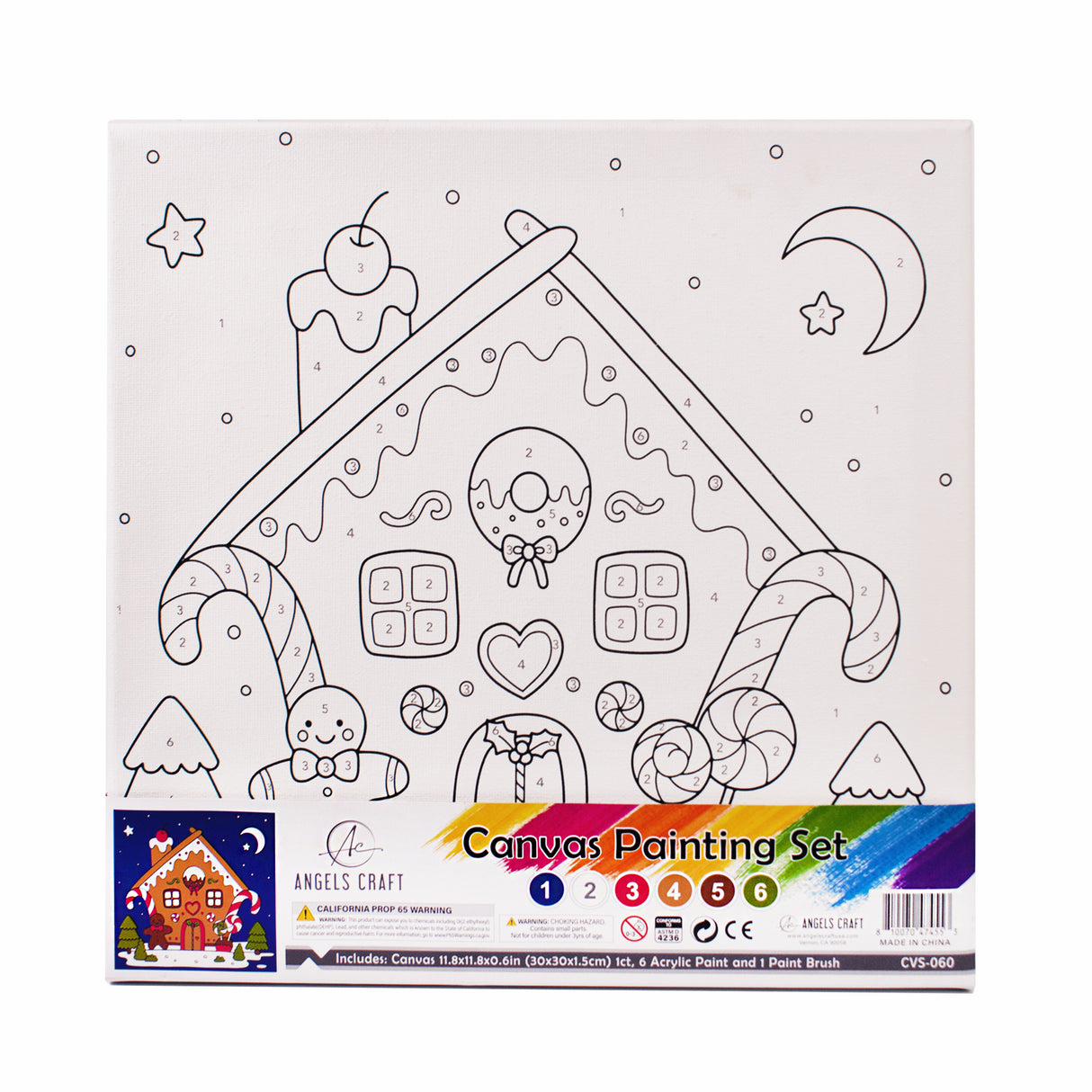 Angels Craft Paint by Number Canvas Set - Christmas Candy Cottage
