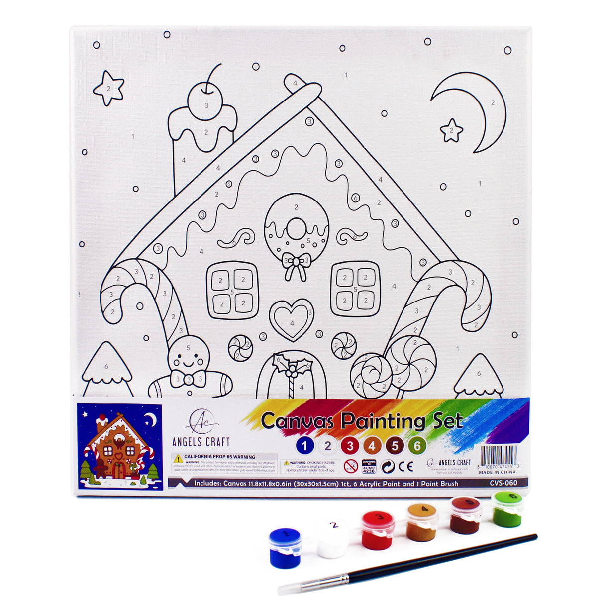 Angels Craft Paint by Number Canvas Set - Christmas Candy Cottage