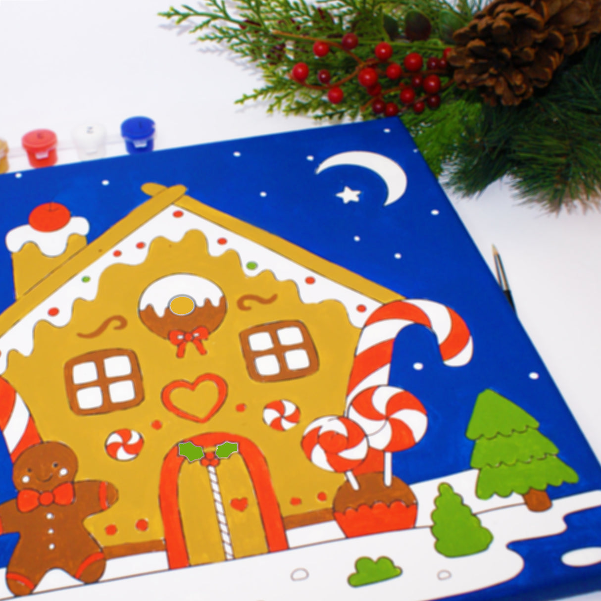 Angels Craft Paint by Number Canvas Set - Christmas Candy Cottage