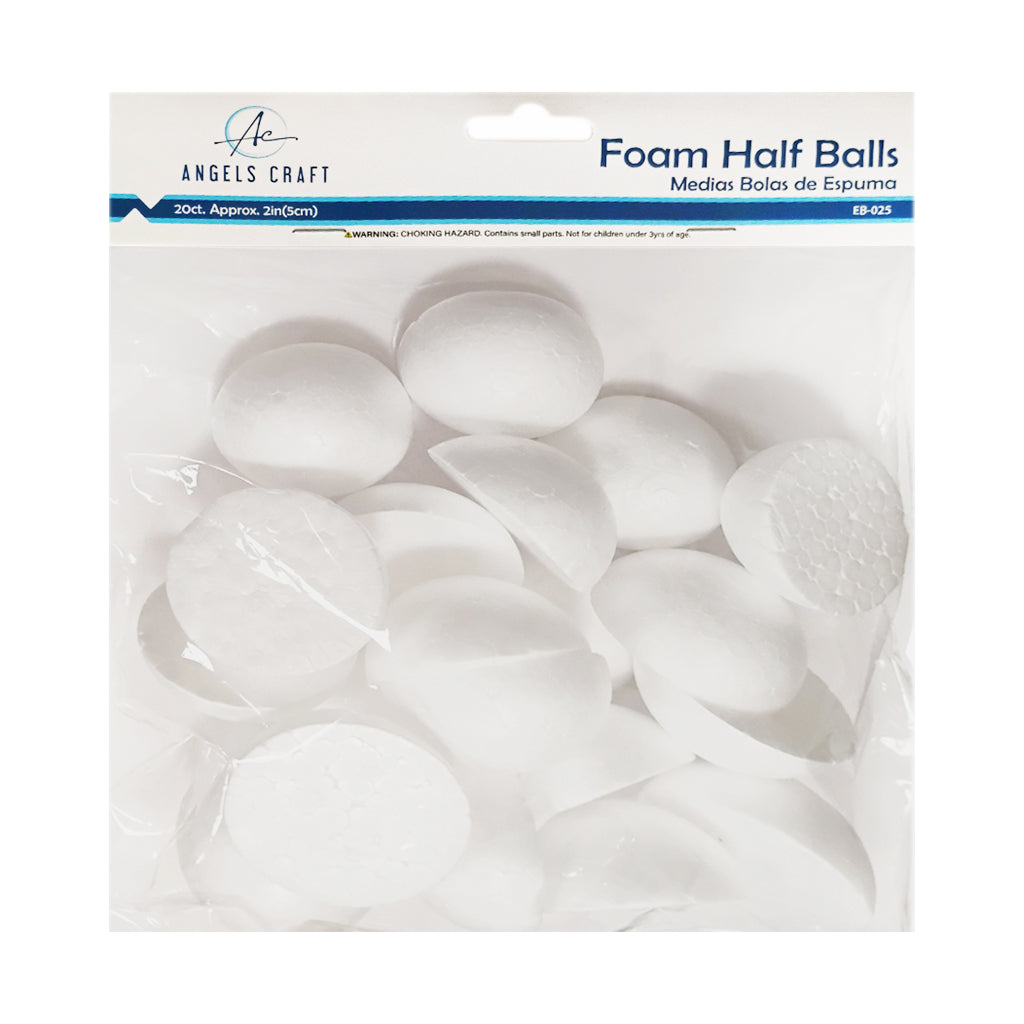 2" White Craft Foam Half Balls (20-Count Pack)