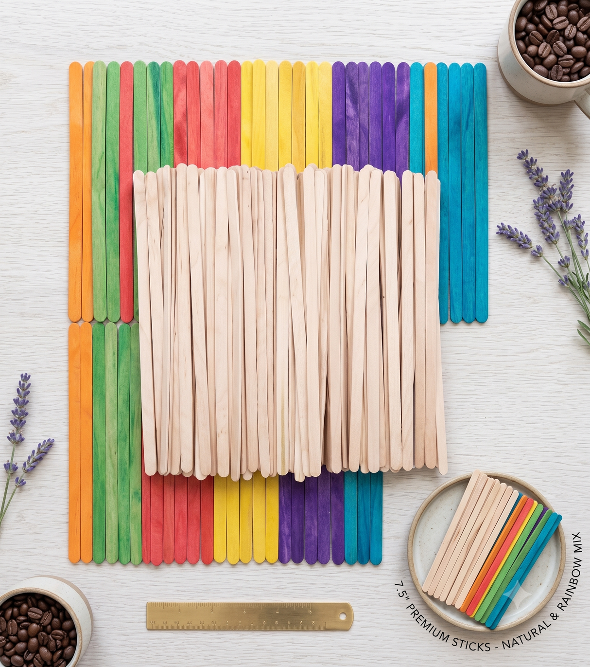 7.5" Wooden Stir & Craft Sticks (100-Pack) - 2 Colors