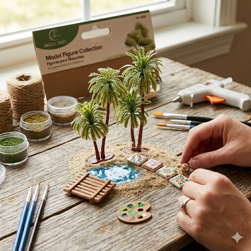 Miniature Palm Tree Model Figures (2-Pack)
