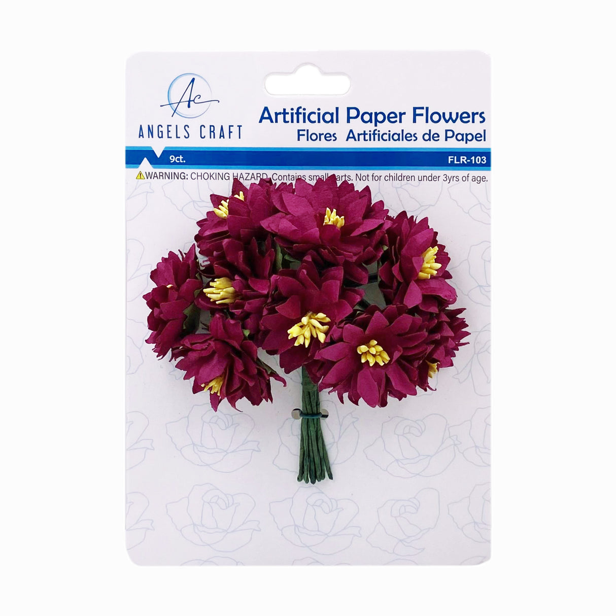 Artificial Paper Flowers Set (9-Count) - Wine & Lila