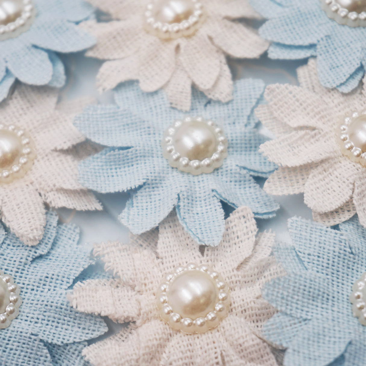 Angels Craft 9 Count Burlap Flowers with Pearl Embellishments