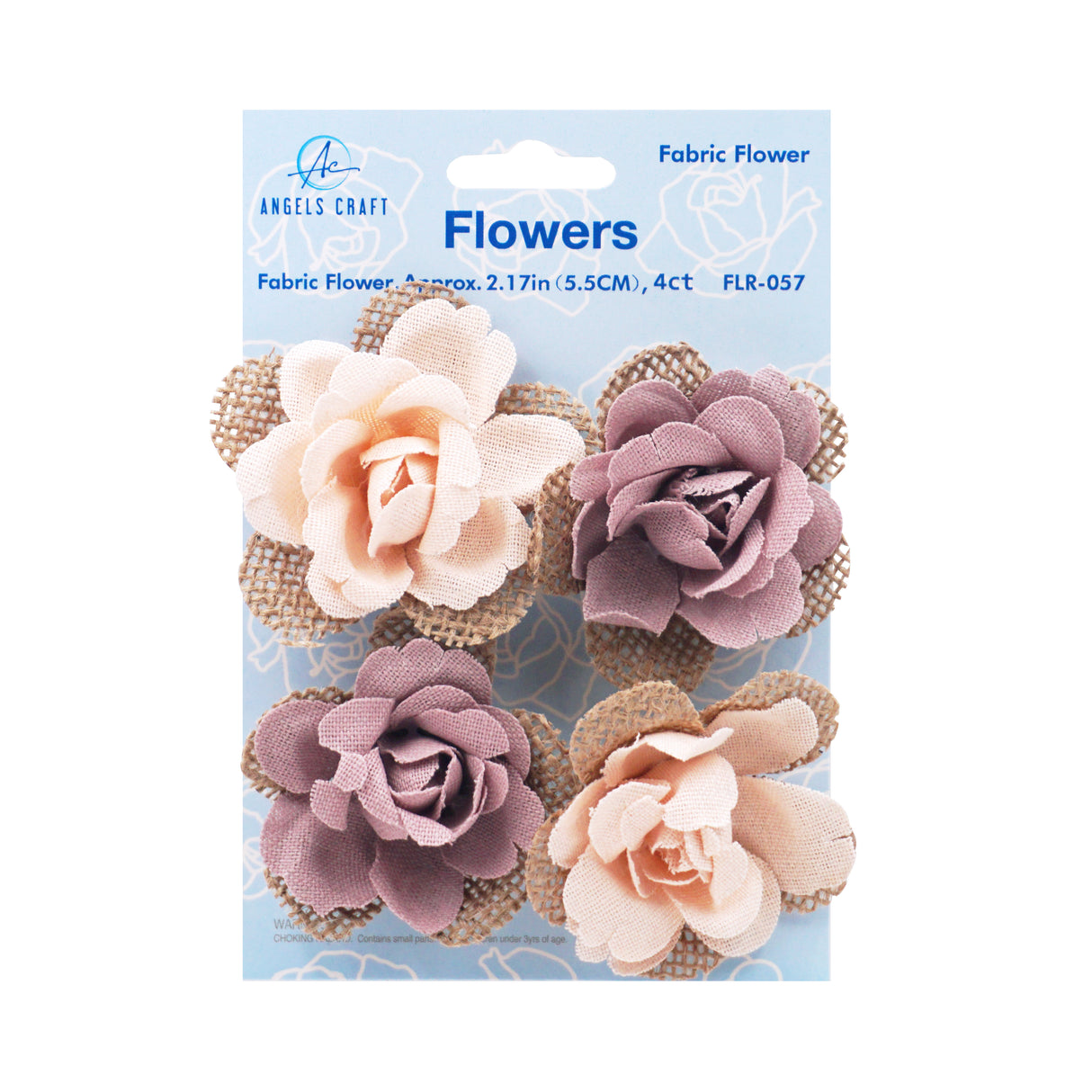 Angels Craft 4 Count Burlap Flowers with Pearl Embellishments