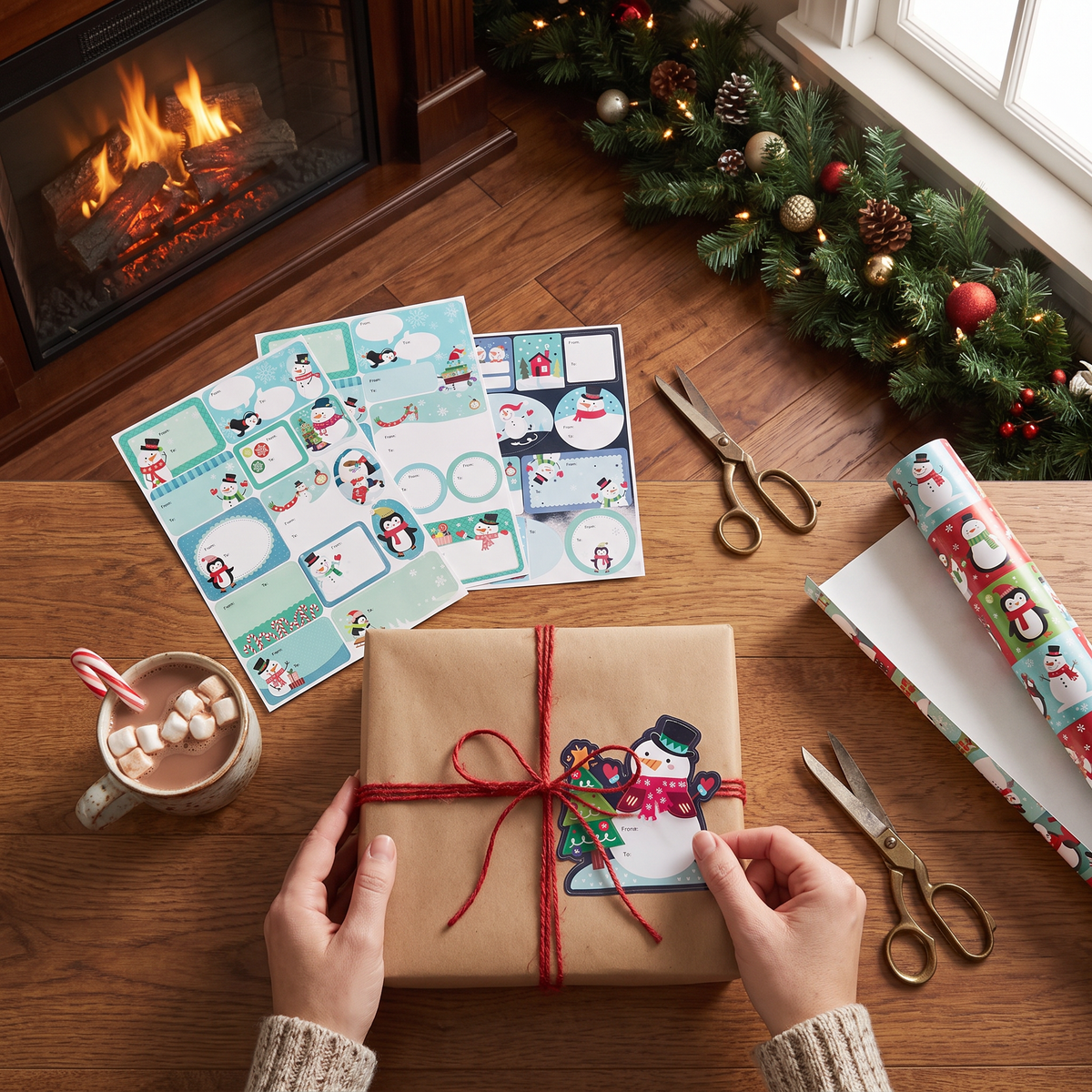 Snowman & Winter Friends Christmas Gift Tag Stickers – 3-Sheet Pack