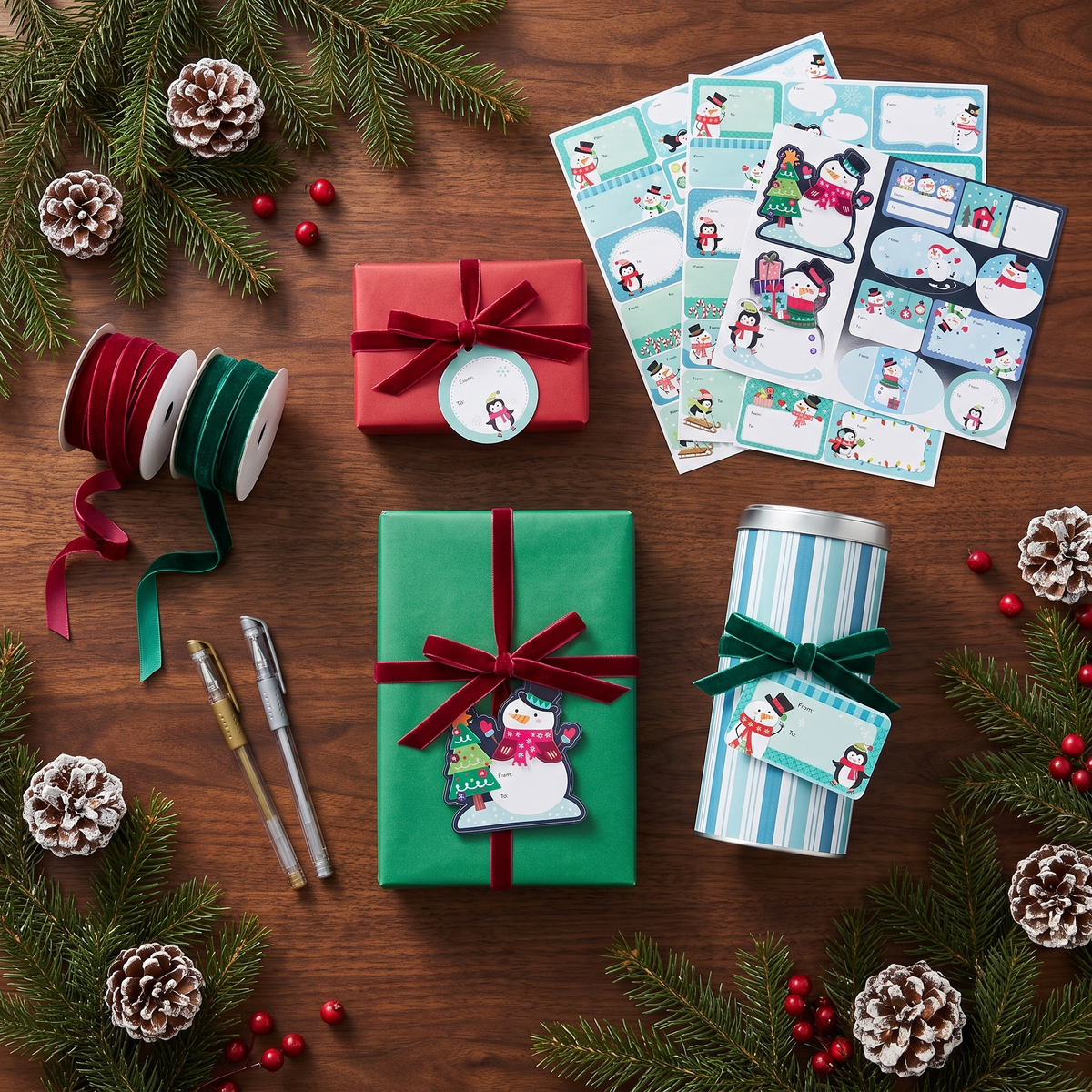 Snowman & Winter Friends Christmas Gift Tag Stickers – 3-Sheet Pack