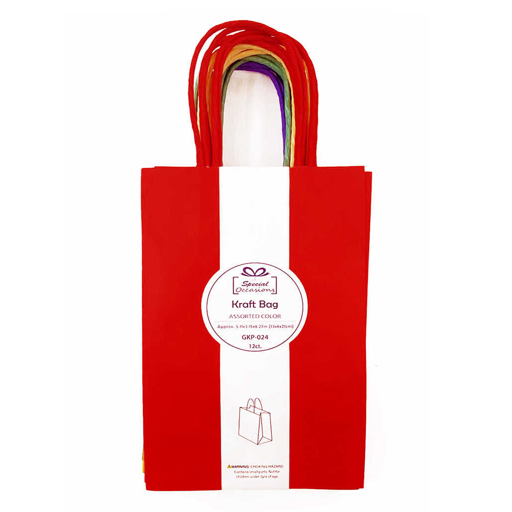 Angels Craft 12 Pack Kraft Bag 8" x 5" - Assorted Colors