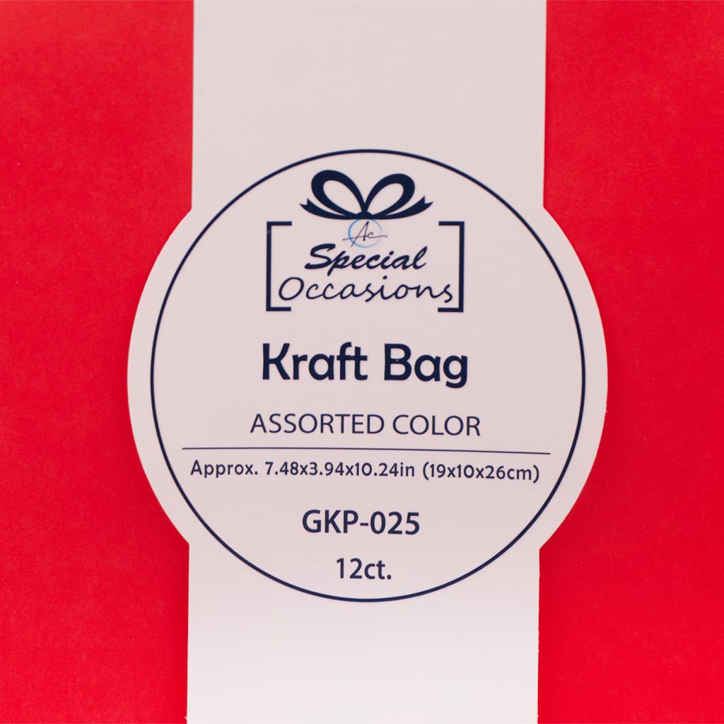 Angels Craft 12 Pack Kraft Bag 10" x 7" - Assorted Colors