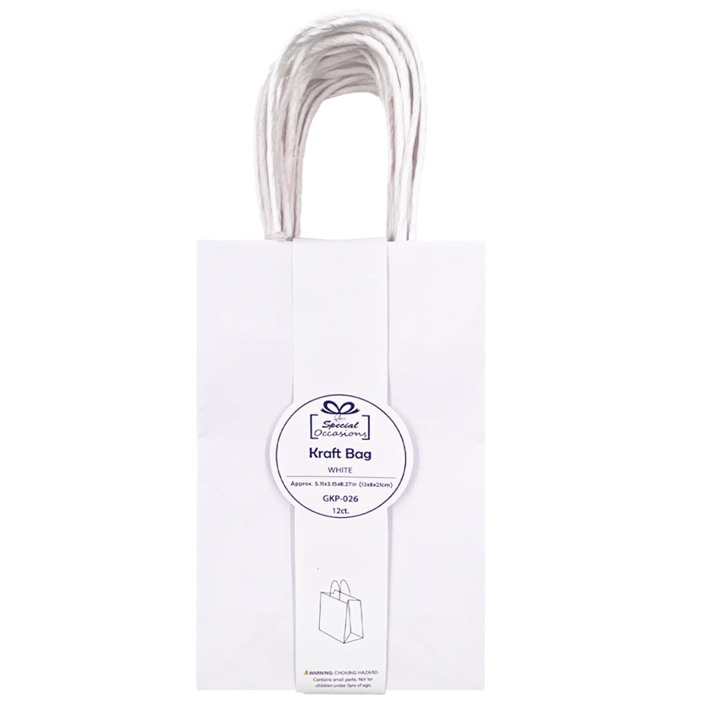 Angels Craft 12 Pack Kraft Bag 8" x 5" - White Color