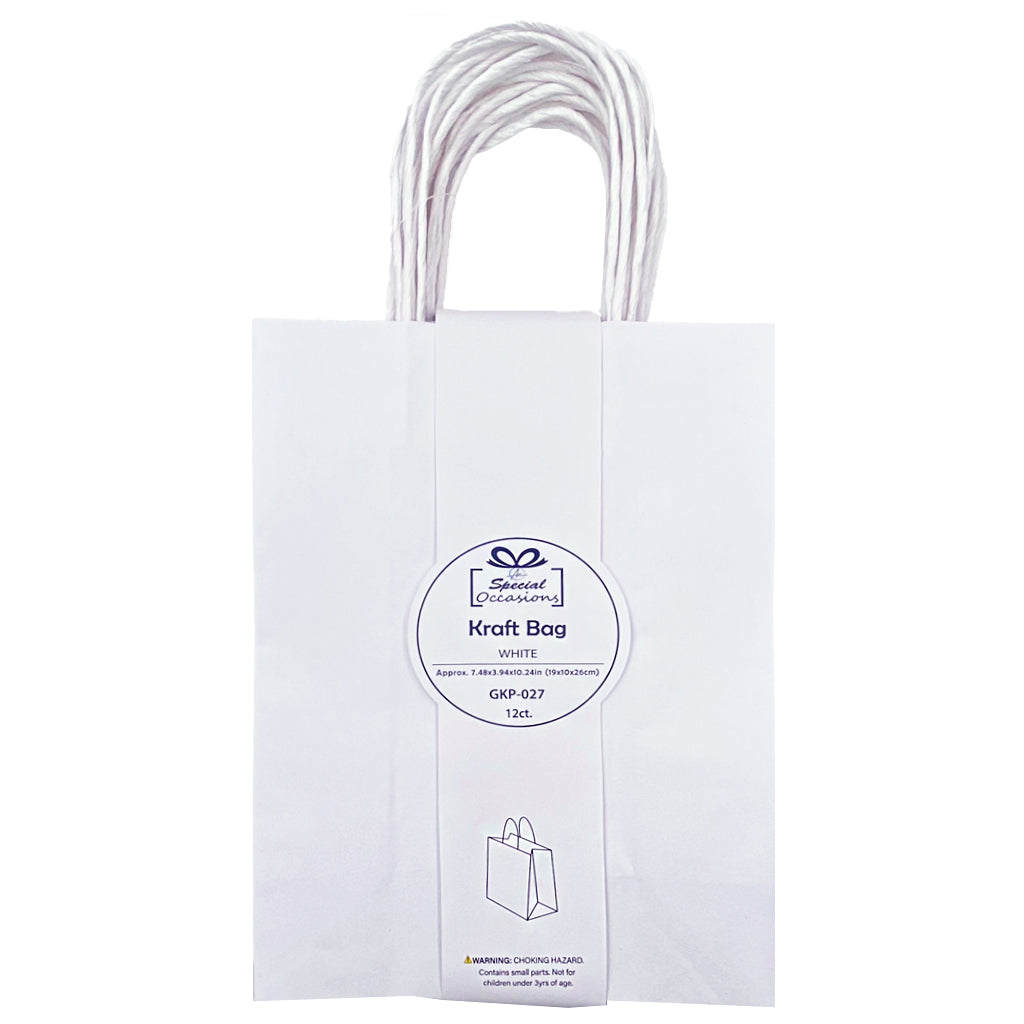 Angels Craft 12 Pack Kraft Bag 10" x 7" - White Color
