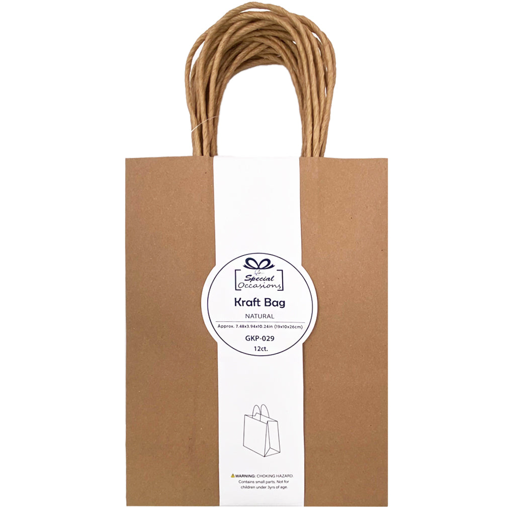 Angels Craft 12 Pcs Kraft Bag 10" x 7" - Natural Color