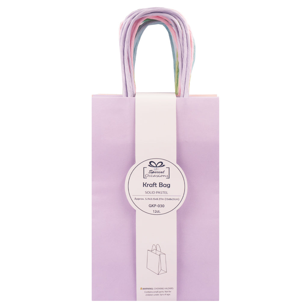 Angels Craft 12 Pcs Kraft Bag 8" x 5" - Pastel Color