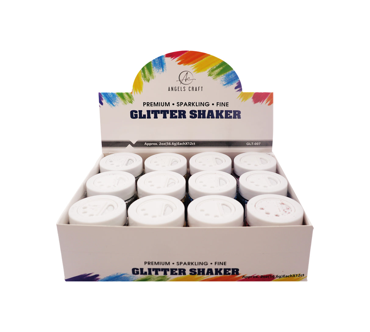Angels Craft 12 Count Glitter Shakers - Assorted Primary Colors