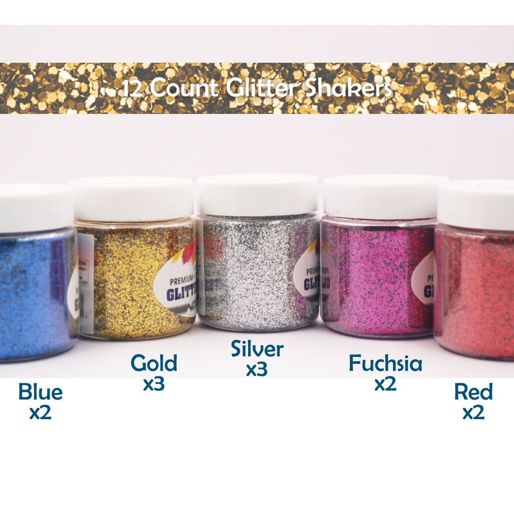Angels Craft 12 Count Glitter Shakers - Assorted Primary Colors